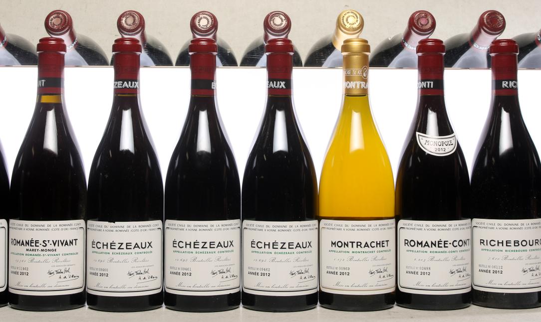 Bottles of Domaine de La Romanee-Conti wine